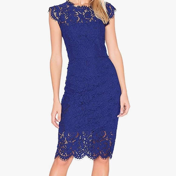 Never worn, knee length, blue lace dress. - Picture 5 of 6